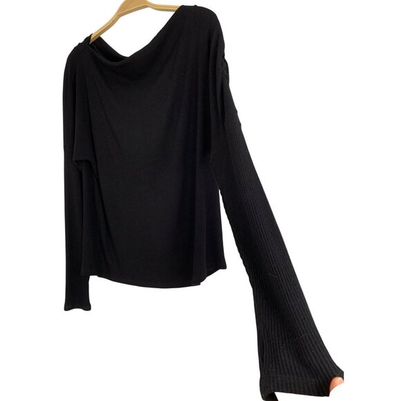 Rare Michael Lauren Santos Black Long Sleeve Drop Shoulder Sweater L RDD10470 - Picture 3 of 10